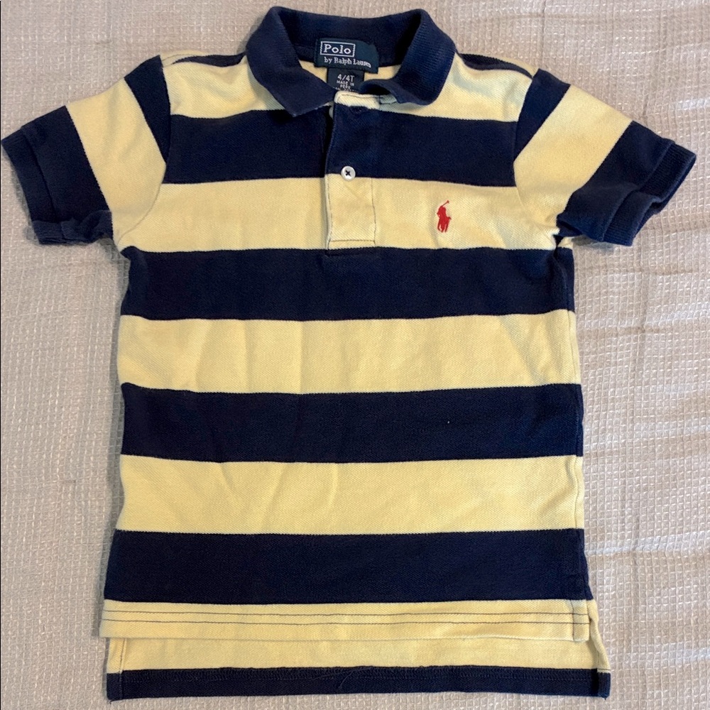 Polo by Ralph Lauren Kids Striped Polo in Yellow and Navy